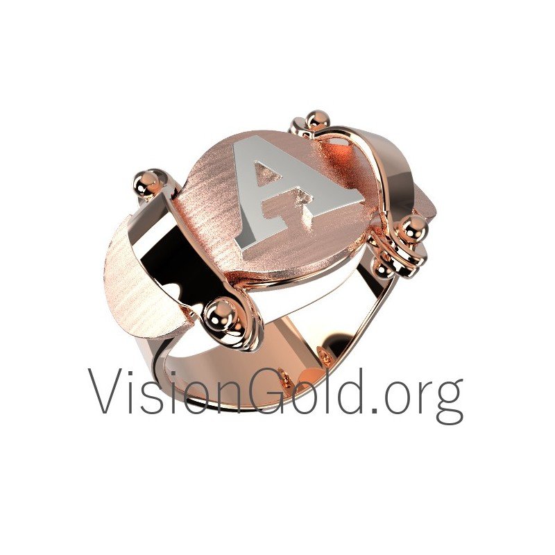 Anillo de mujer con monograma, Chevalier Rose Gold, Chevalier Rings, Chevalier Gold Women's 0595