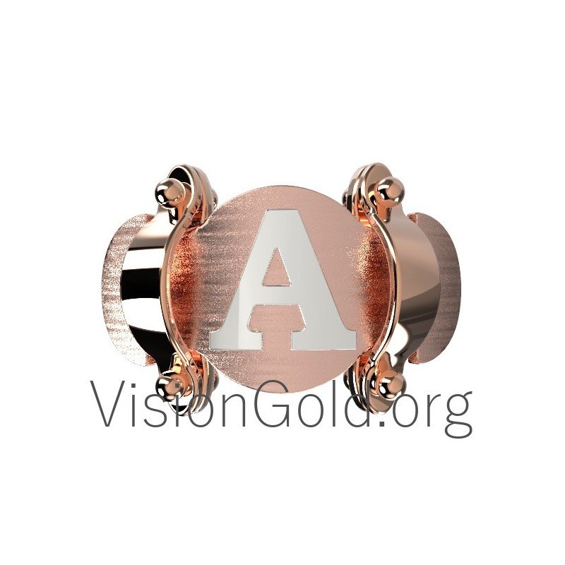 Anillo de mujer con monograma, Chevalier Rose Gold, Chevalier Rings, Chevalier Gold Women's 0595