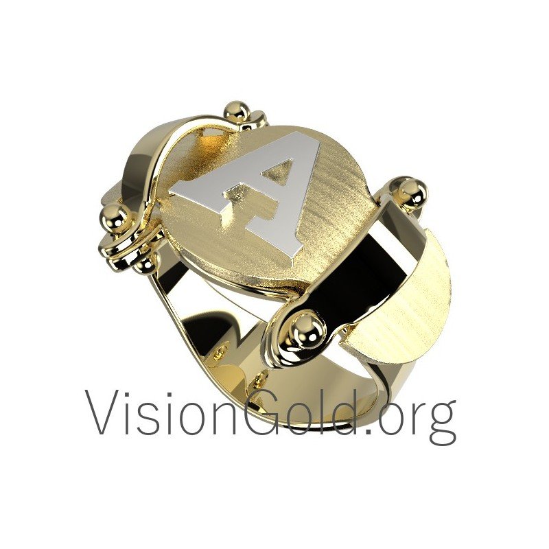 Anillo de mujer con monograma, Chevalier Rose Gold, Chevalier Rings, Chevalier Gold Women's 0595