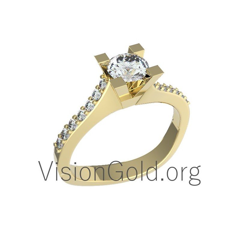 Anillo Monostone K14 Con Circonitas 0009