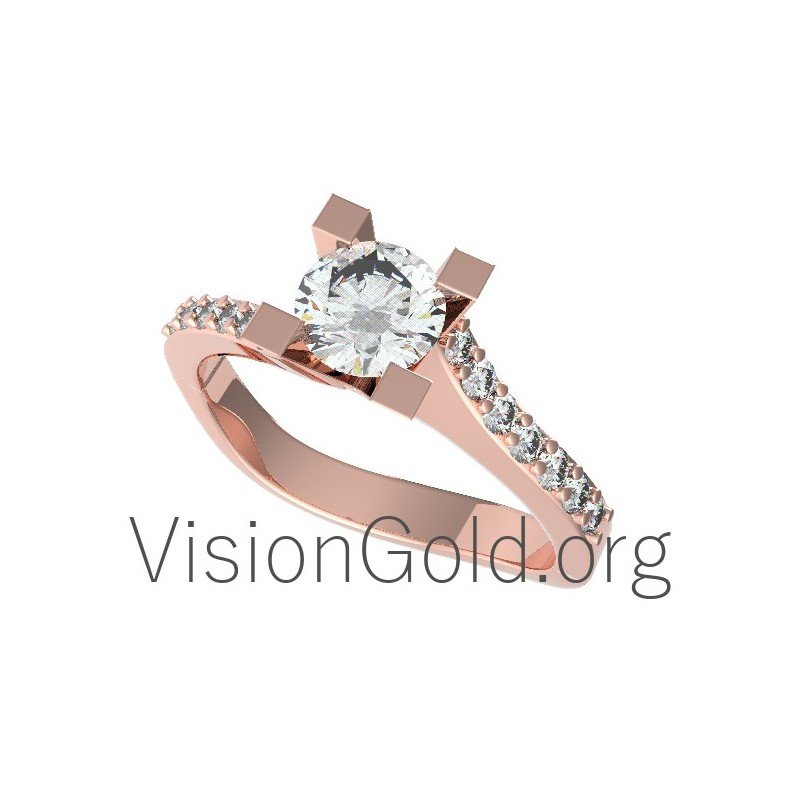 Anillo Monostone K14 Con Circonitas 0009