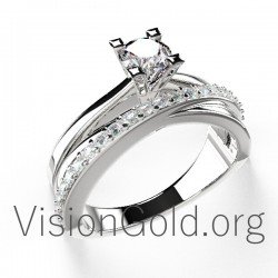 Λευκοχρυσο Μονοπετρο Δαχτυλιδι 14Κ  Με Ζιργκον 0010