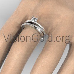 Solitaire Ring 14K White Gold with Zircon 0010