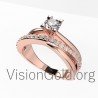 Solitaire Ring 14K White Gold with Zircon 0010