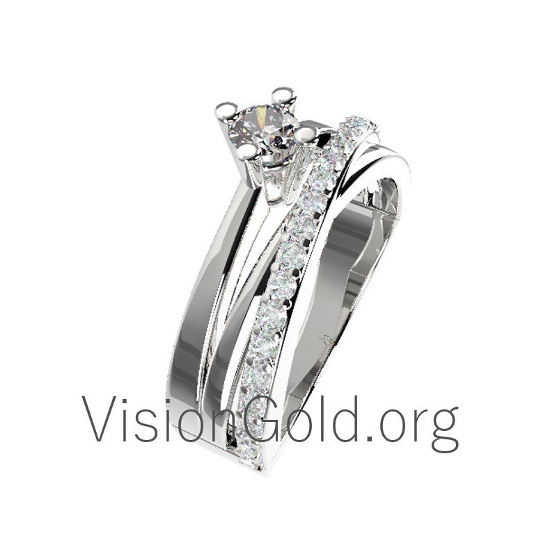 Solitaire Engagement Ring With Zircon 0013