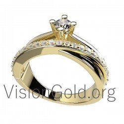 Помолвочное кольцо из монокамня с цирконом 0013