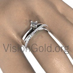 Solitaire Engagement Ring With Zircon 0013