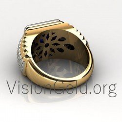 Мужское кольцо ручной работы с камнем 0066
