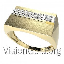 Мужское кольцо из 14-каратного золота с камнем 0069