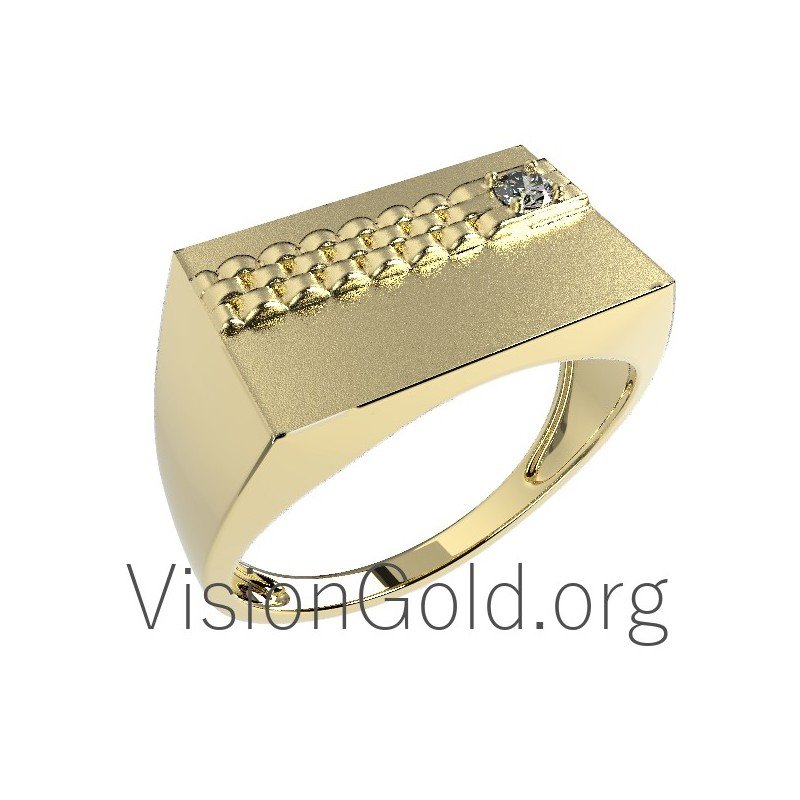 Anillo de hombre de oro de 14 quilates con piedra 0069