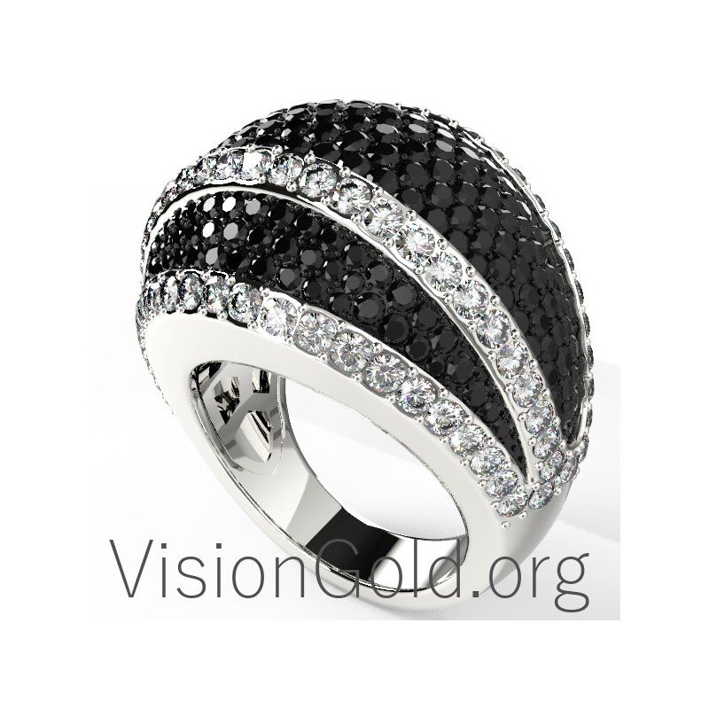 Anillo de diamantes brillantes de 18 quilates hecho a mano 0601