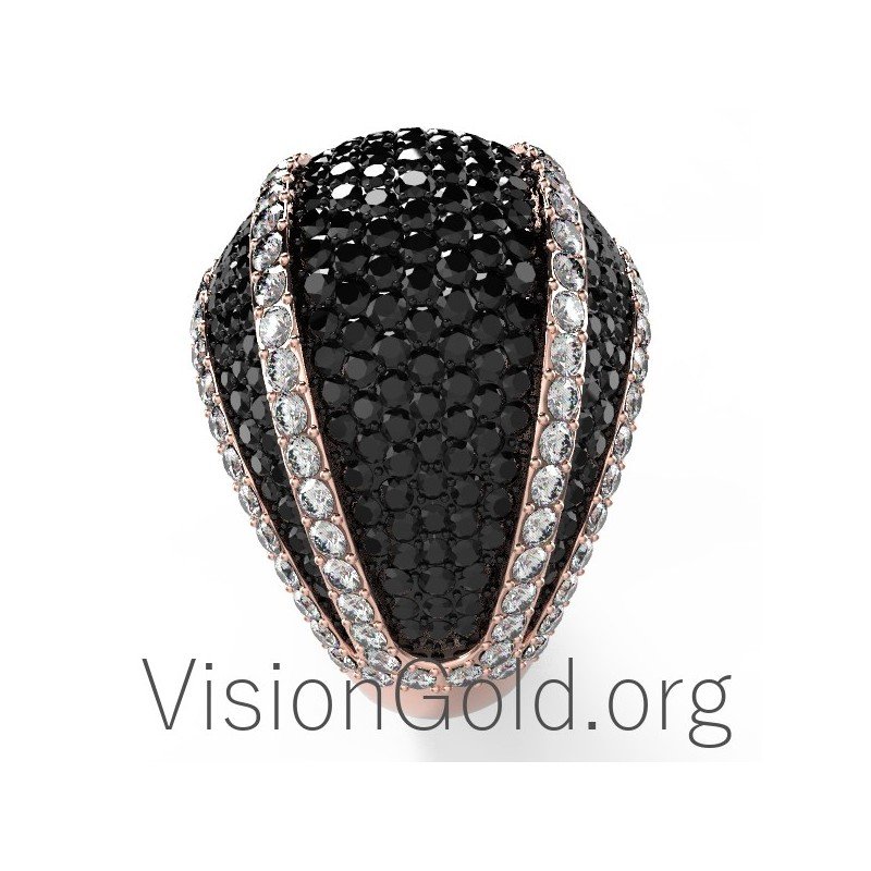 Anillo de diamantes brillantes de 18 quilates hecho a mano 0601