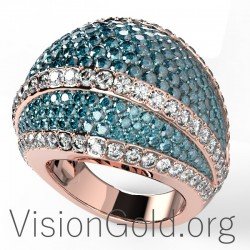 Anillo de diamantes brillantes de 18 quilates hecho a mano 0601