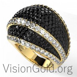 Anillo de diamantes brillantes de 18 quilates hecho a mano 0601