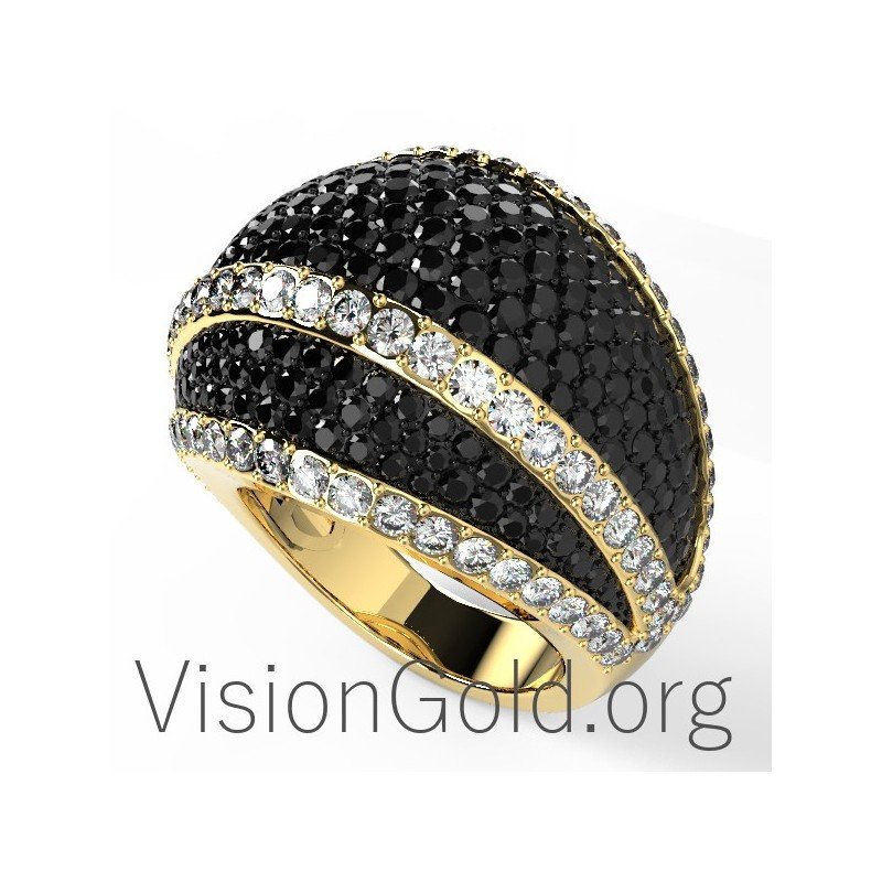 Anillo de diamantes brillantes de 18 quilates hecho a mano 0601