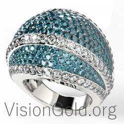 Anillo de diamantes brillantes de 18 quilates hecho a mano 0601