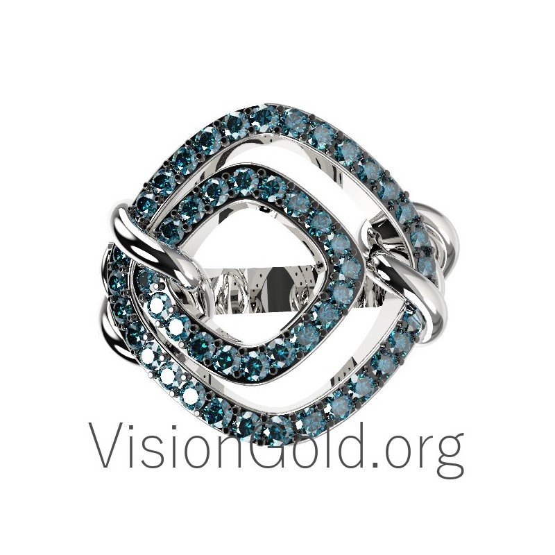 Anillo de diamantes de 18 quilates hecho a mano para mujer 0608