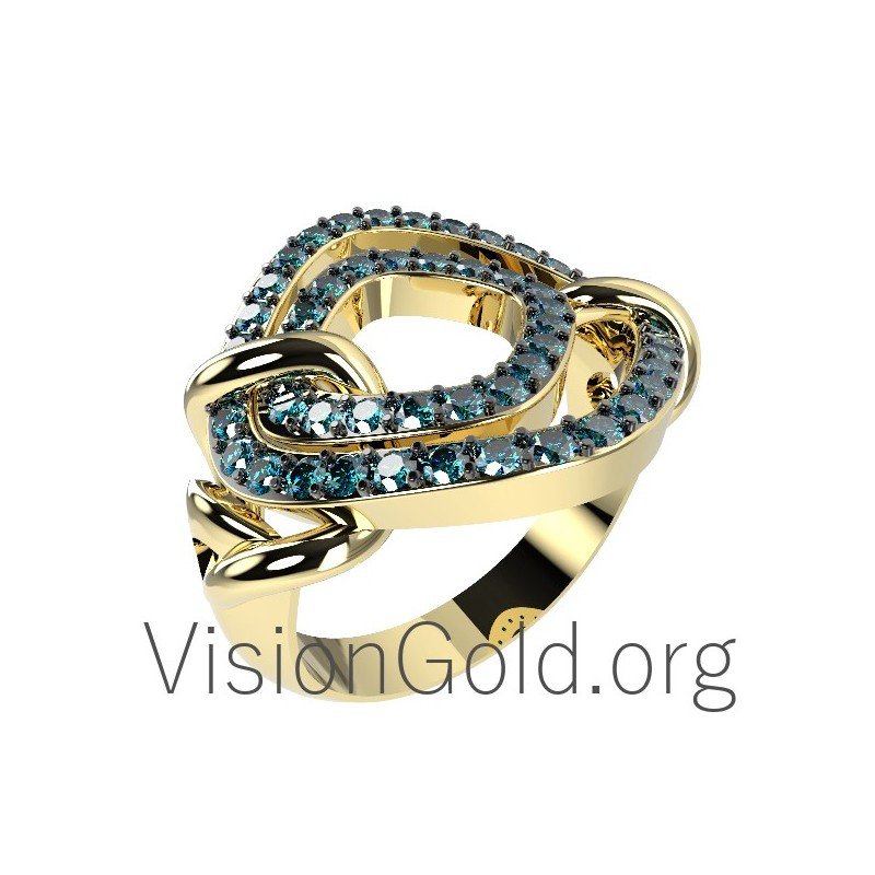 Anillo de diamantes de 18 quilates hecho a mano para mujer 0608