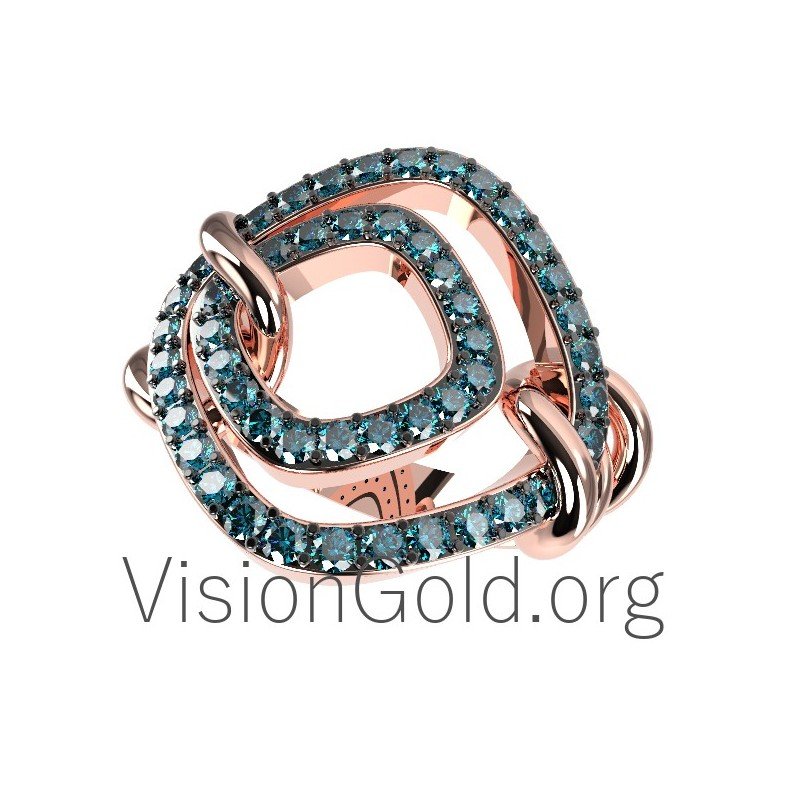 Anillo de diamantes de 18 quilates hecho a mano para mujer 0608