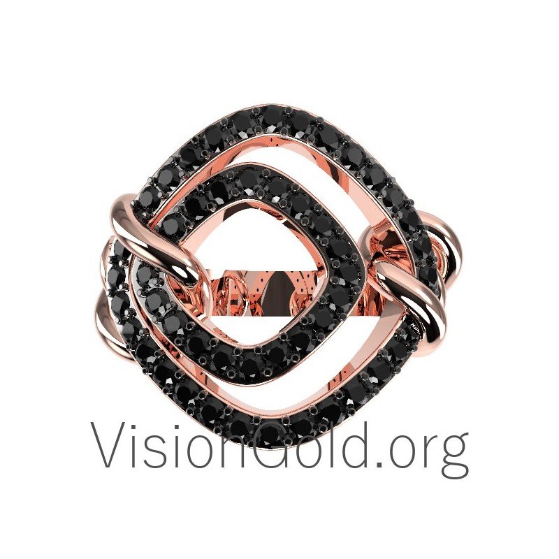 Anillo de diamantes de 18 quilates hecho a mano para mujer 0608