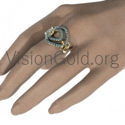 Anillo de diamantes de 18 quilates hecho a mano para mujer 0608