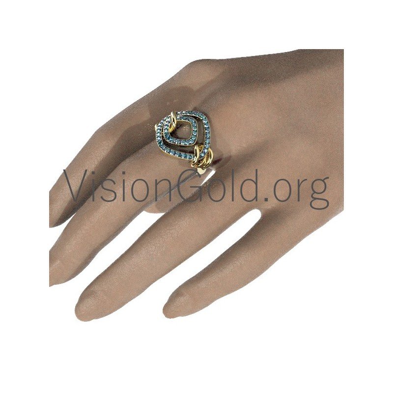 Anillo de diamantes de 18 quilates hecho a mano para mujer 0608