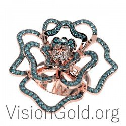 Anillo Flor Con Diamantes 0609