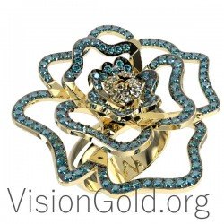 Anillo Flor Con Diamantes 0609
