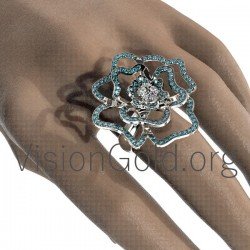 Anillo Flor Con Diamantes 0609