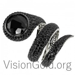 Ring 18K Snake With Black Diamond 0603
