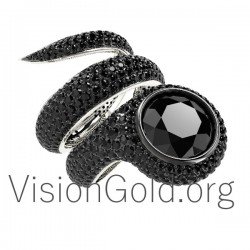 Anillo K18 Serpiente Con Negro Brillante 0603
