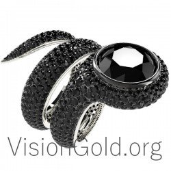Anillo K18 Serpiente Con Negro Brillante 0603