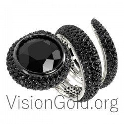 Anillo K18 Serpiente Con Negro Brillante 0603
