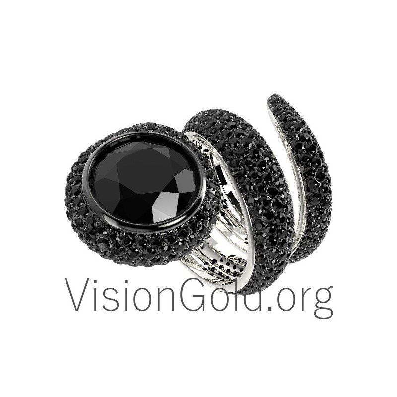 Anillo K18 Serpiente Con Negro Brillante 0603