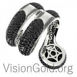 Δαχτυλιδι Κ18 Φιδι Με Μαυρα Μπριγιαν 0603