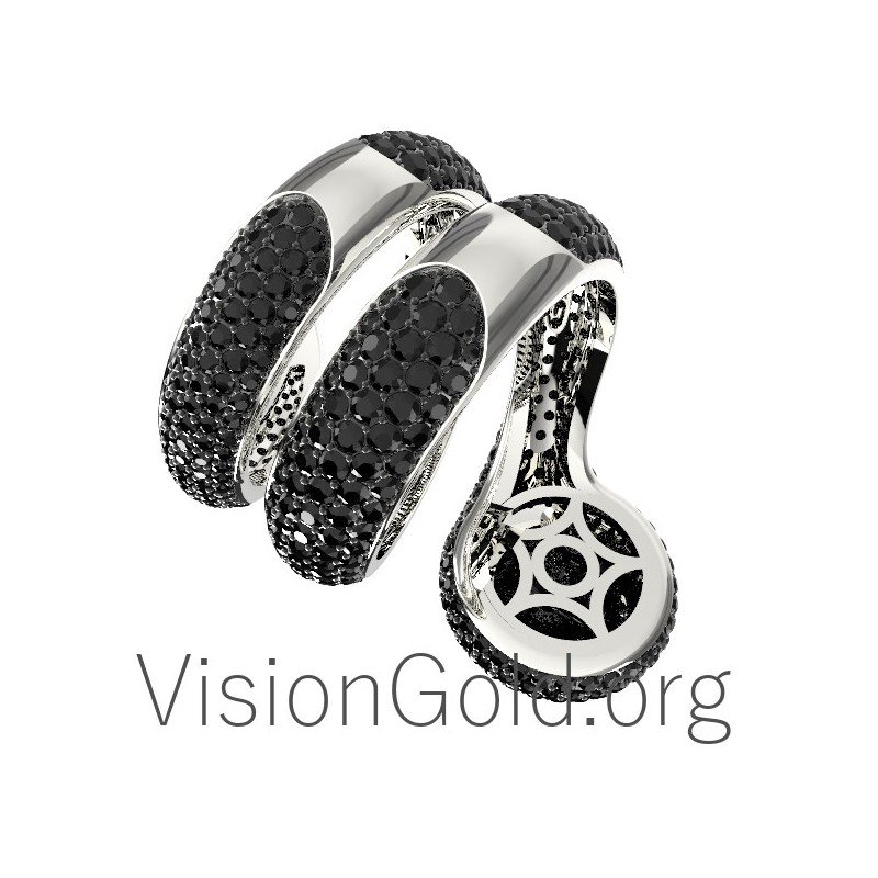 Anillo K18 Serpiente Con Negro Brillante 0603