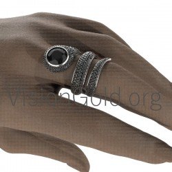 Anillo K18 Serpiente Con Negro Brillante 0603