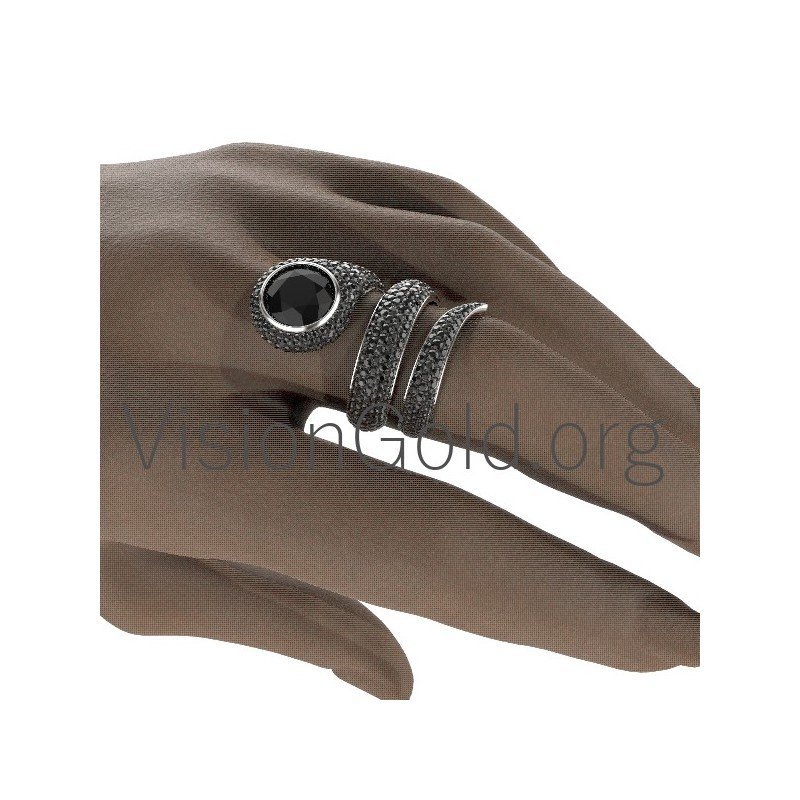 Anillo K18 Serpiente Con Negro Brillante 0603