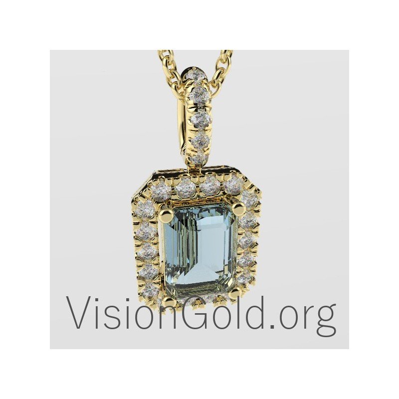 Aquamarine Pendant With Diamonds And Brilliants 0331