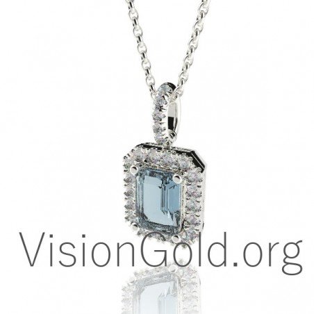 Aquamarine Pendant With Diamonds And Brilliants 0331