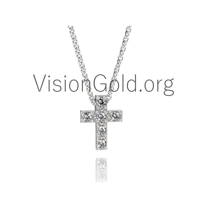 Cross Charm Necklace With Diamonds 0336