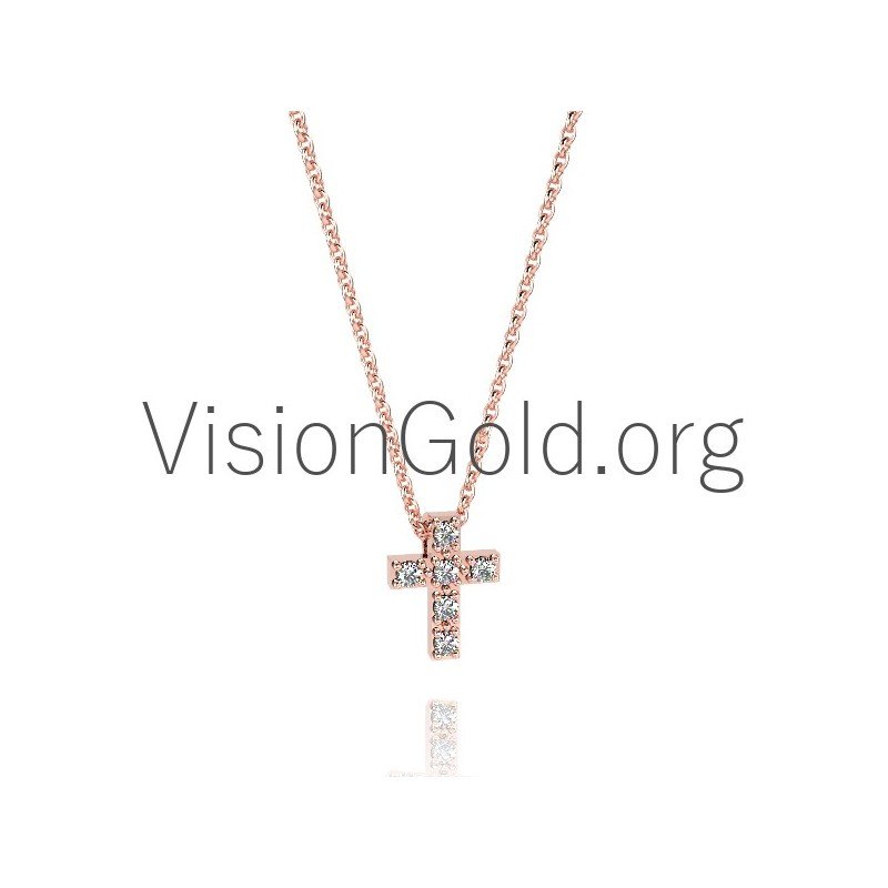 Cross Charm Necklace With Diamonds 0336