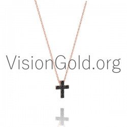 Cross Charm Necklace With Diamonds 0336