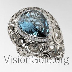 Ring mit Aquamarin und Diamant im Brillantschliff 0618