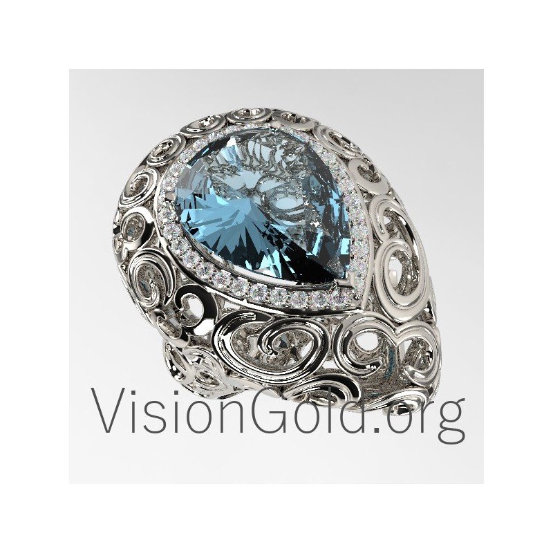 Ring mit Aquamarin und Diamant im Brillantschliff 0618