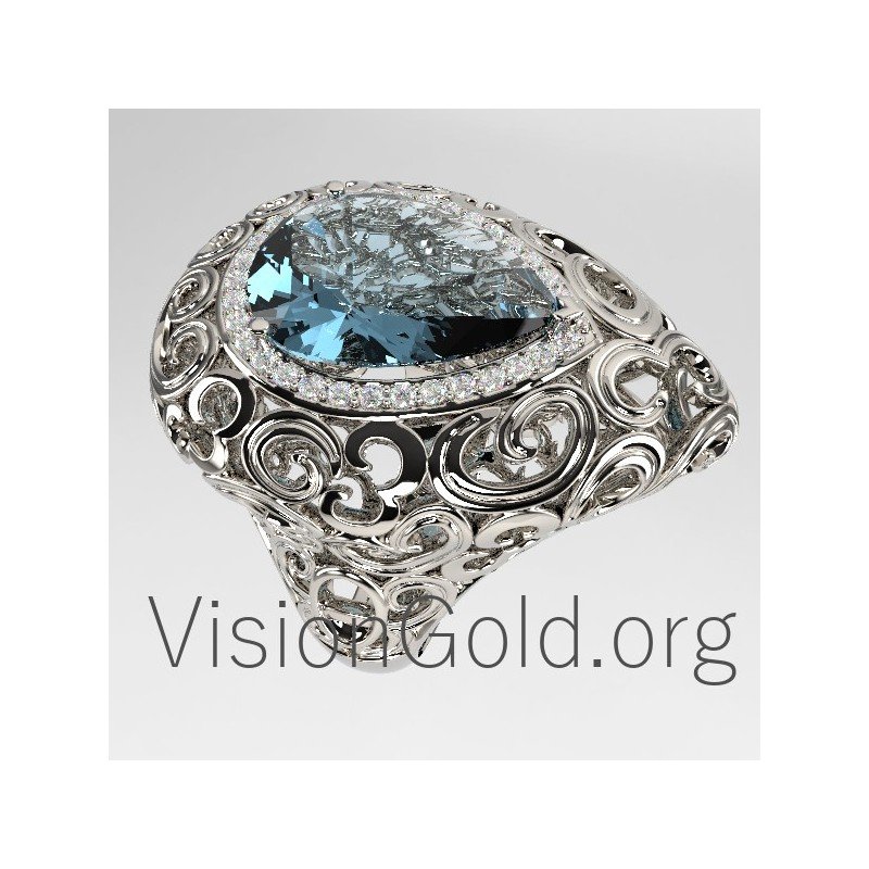 Ring mit Aquamarin und Diamant im Brillantschliff 0618