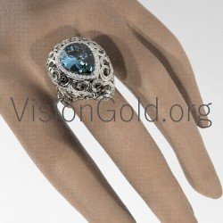 Ring mit Aquamarin und Diamant im Brillantschliff 0618