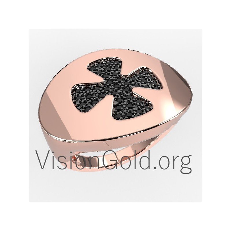 Damen Kreuz Ring mit Zirkon Steinen,Rose gold chevalier,Rose