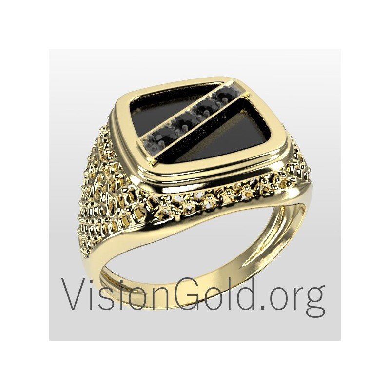 классическое мужское кольцо с черным камнем мужские кольца 0084