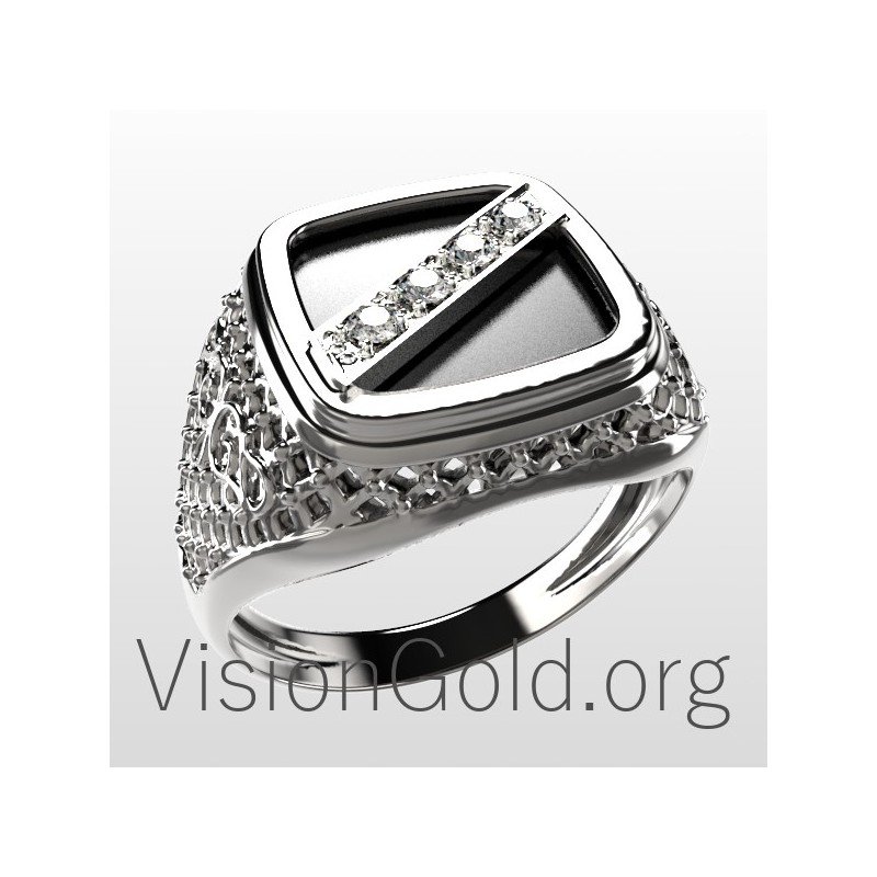 Men's Gold Rings With Black Stone 0084